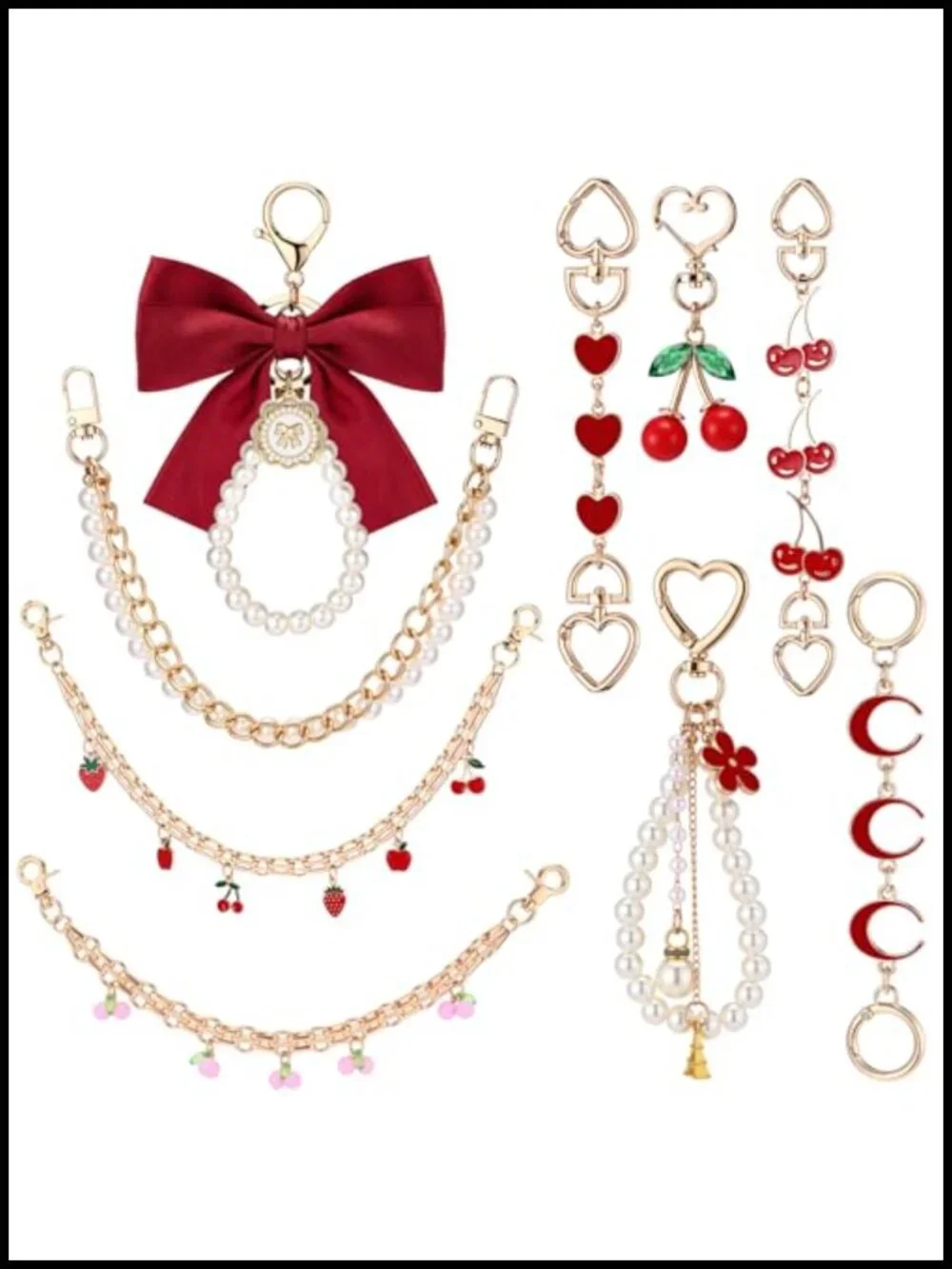 9 Pcs Bag Extender Chain Set Purse Keychain Charms Handbag Accessories